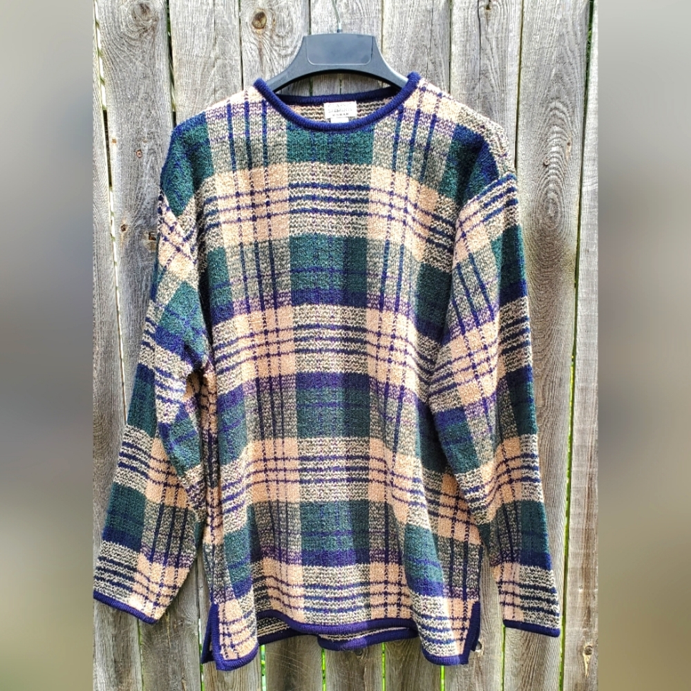 Classic Elements Plus Sized Sweater - Plad Tan Co… - image 1